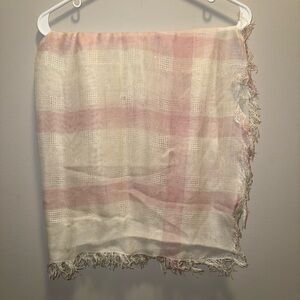 Pink and Cream Plaid Scarf